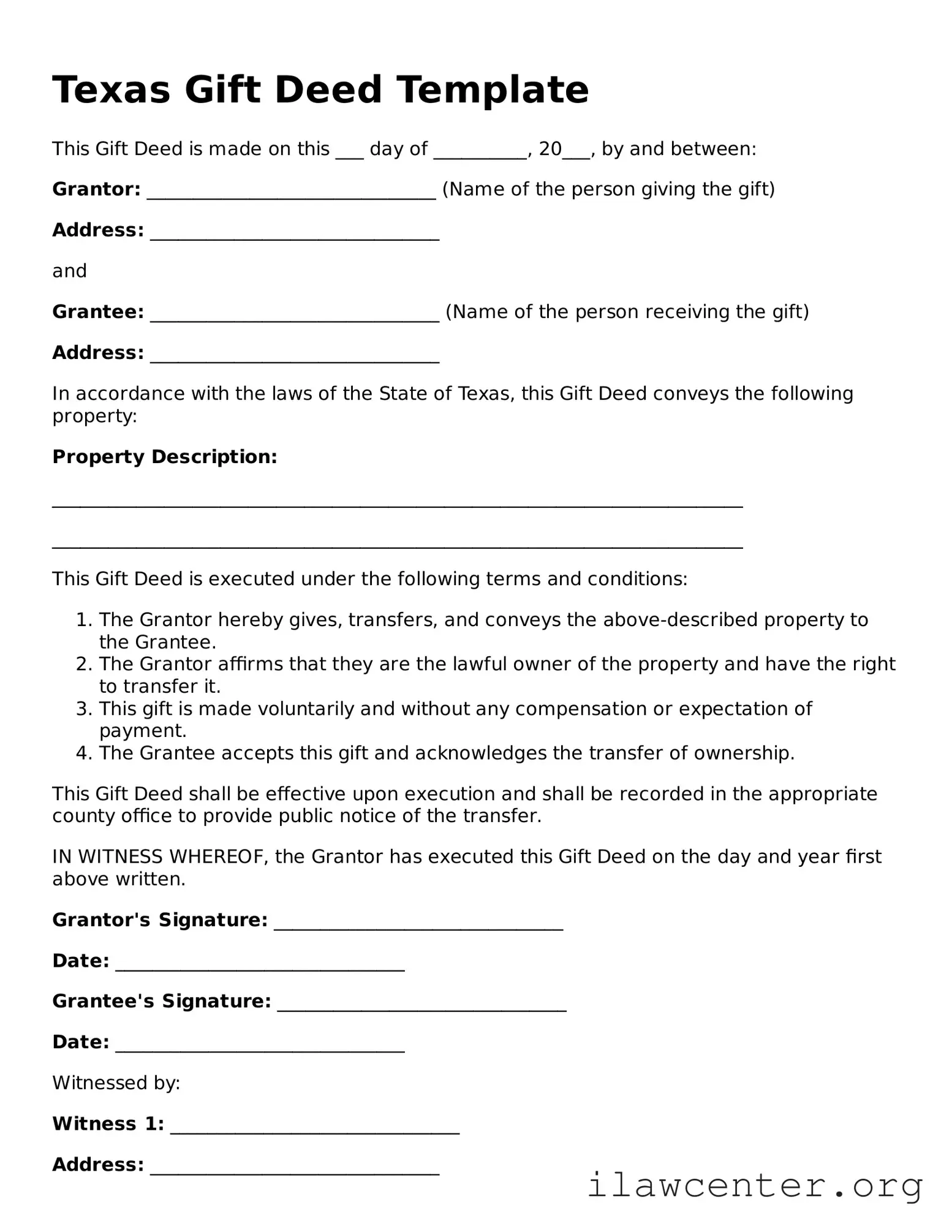 Attorney-Verified  Gift Deed Document for Texas