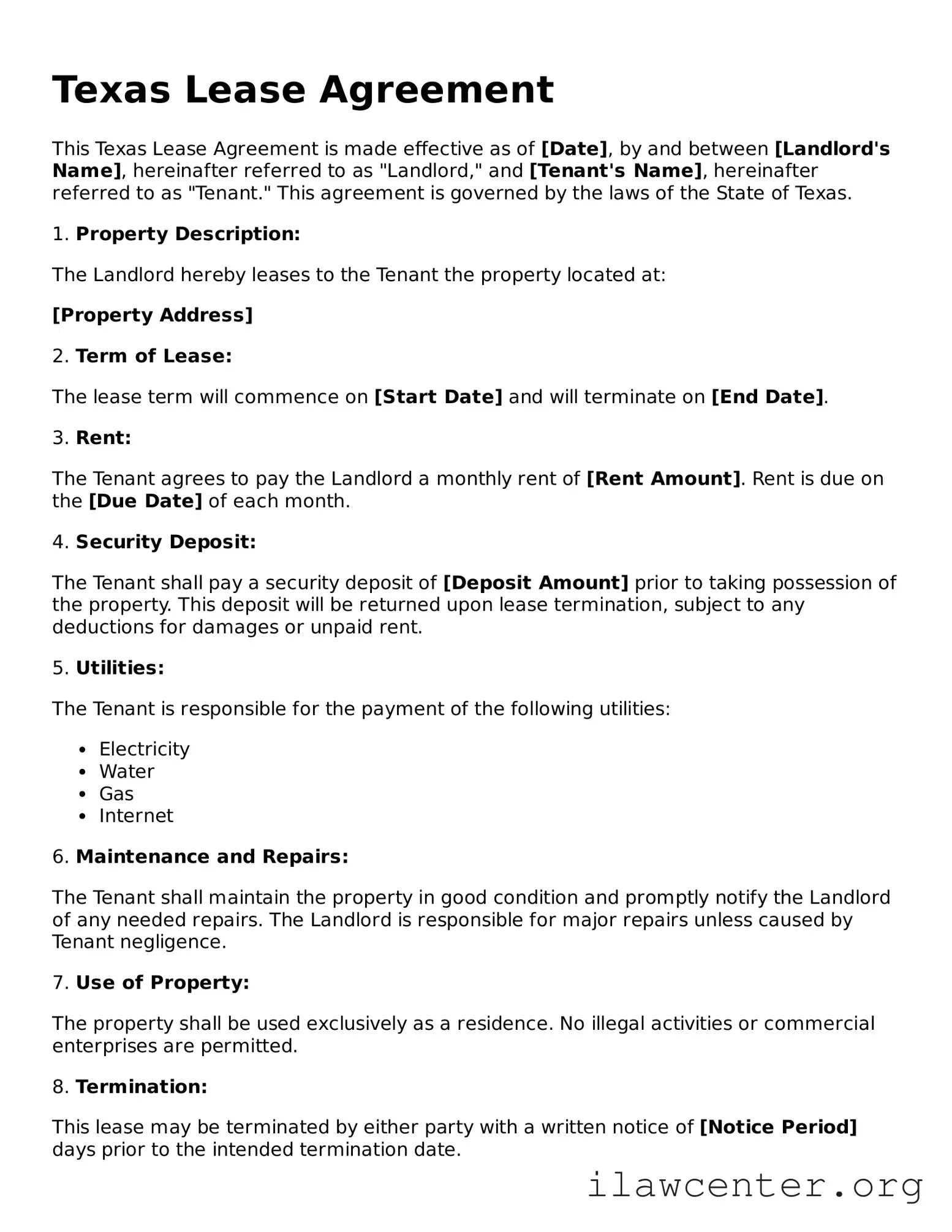 Attorney-Verified  Lease Agreement Document for Texas