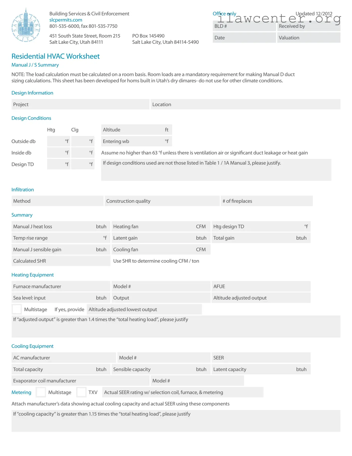 Manual J PDF Template