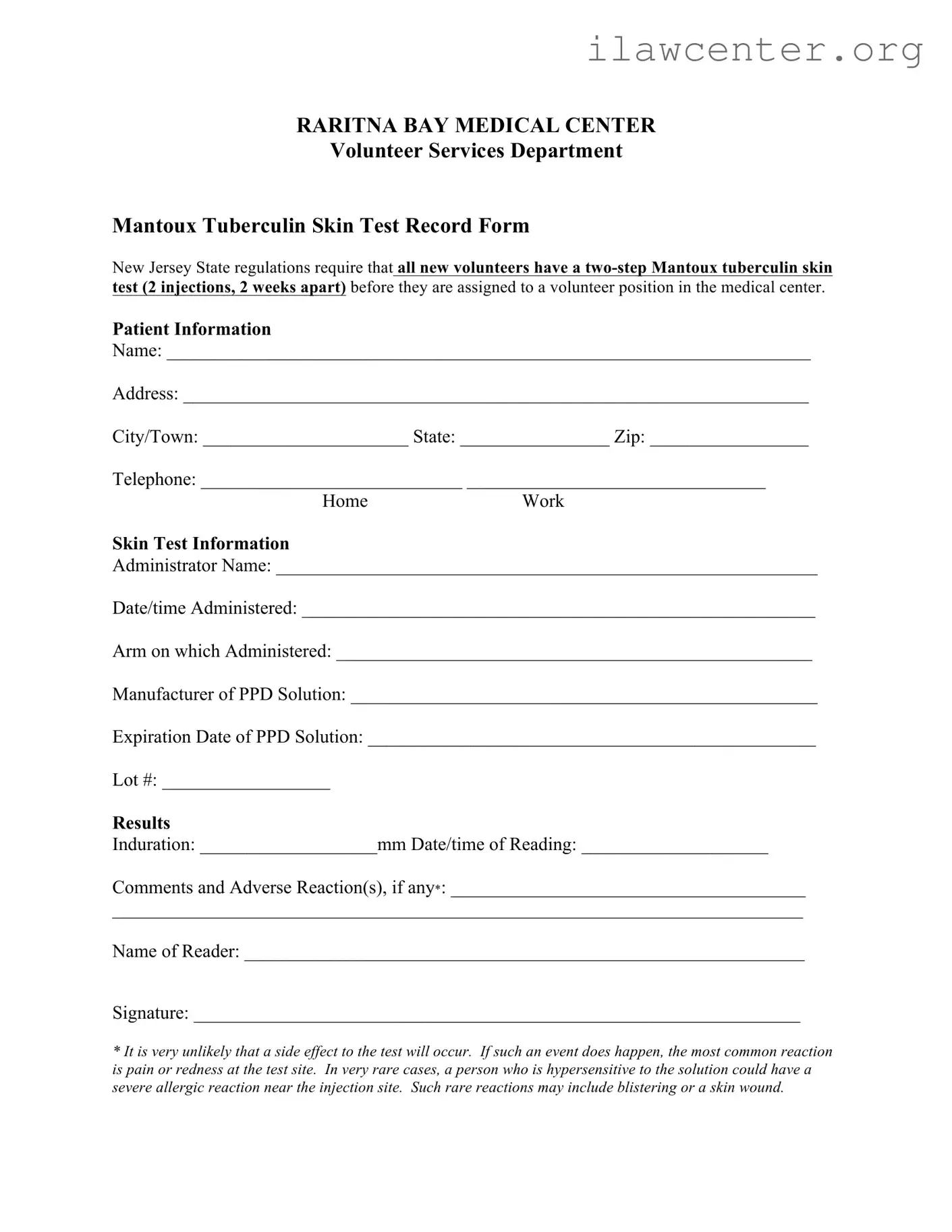 2 Step Tb Test PDF Template