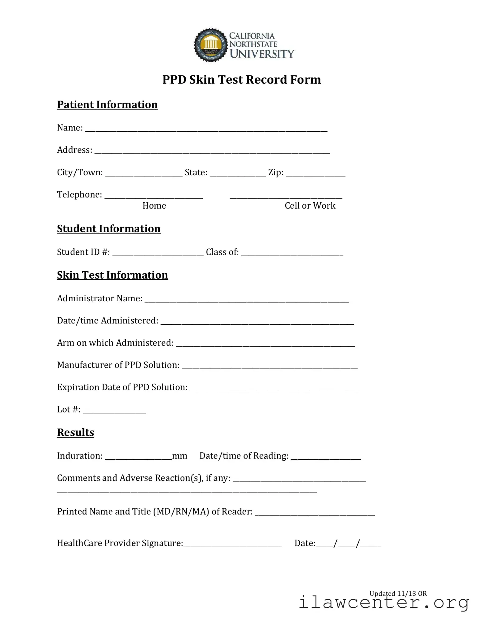 Ppd Skin Test PDF Template