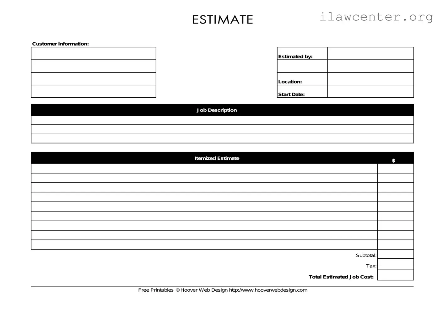 Estimate PDF Template