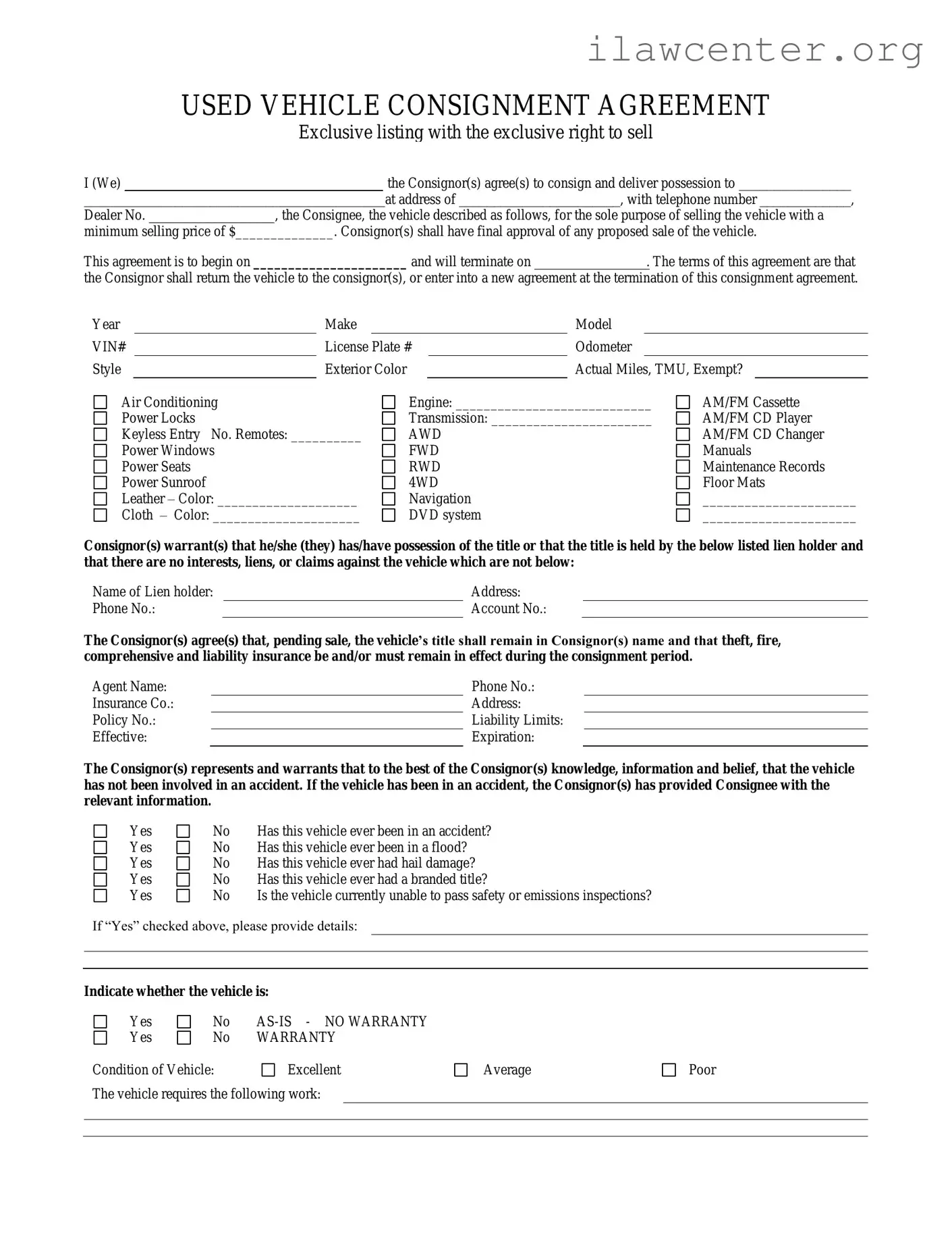 Car Consignment PDF Template