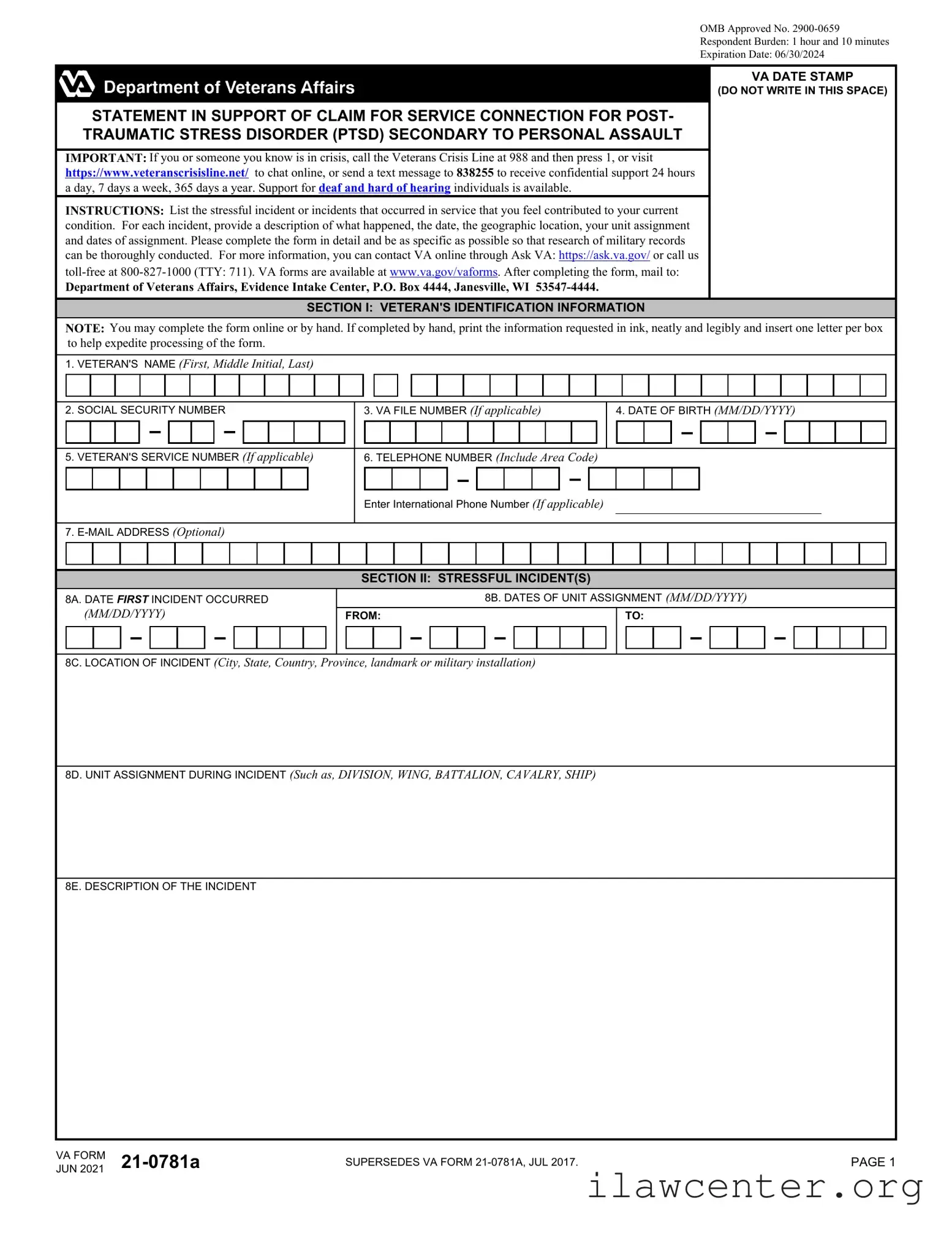 Va 21 0781A PDF Template