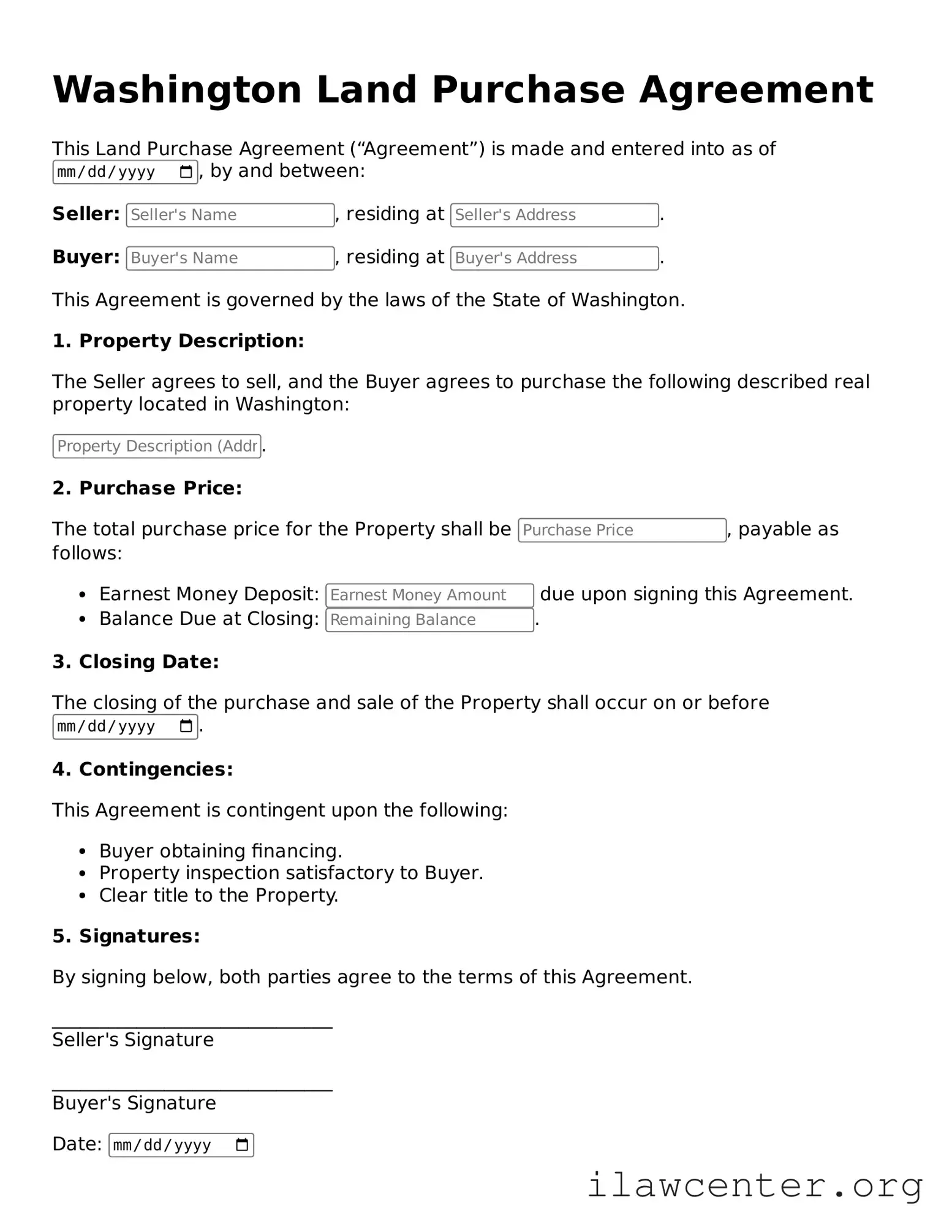 Attorney-Verified  Land Purchase Agreement Document for Washington