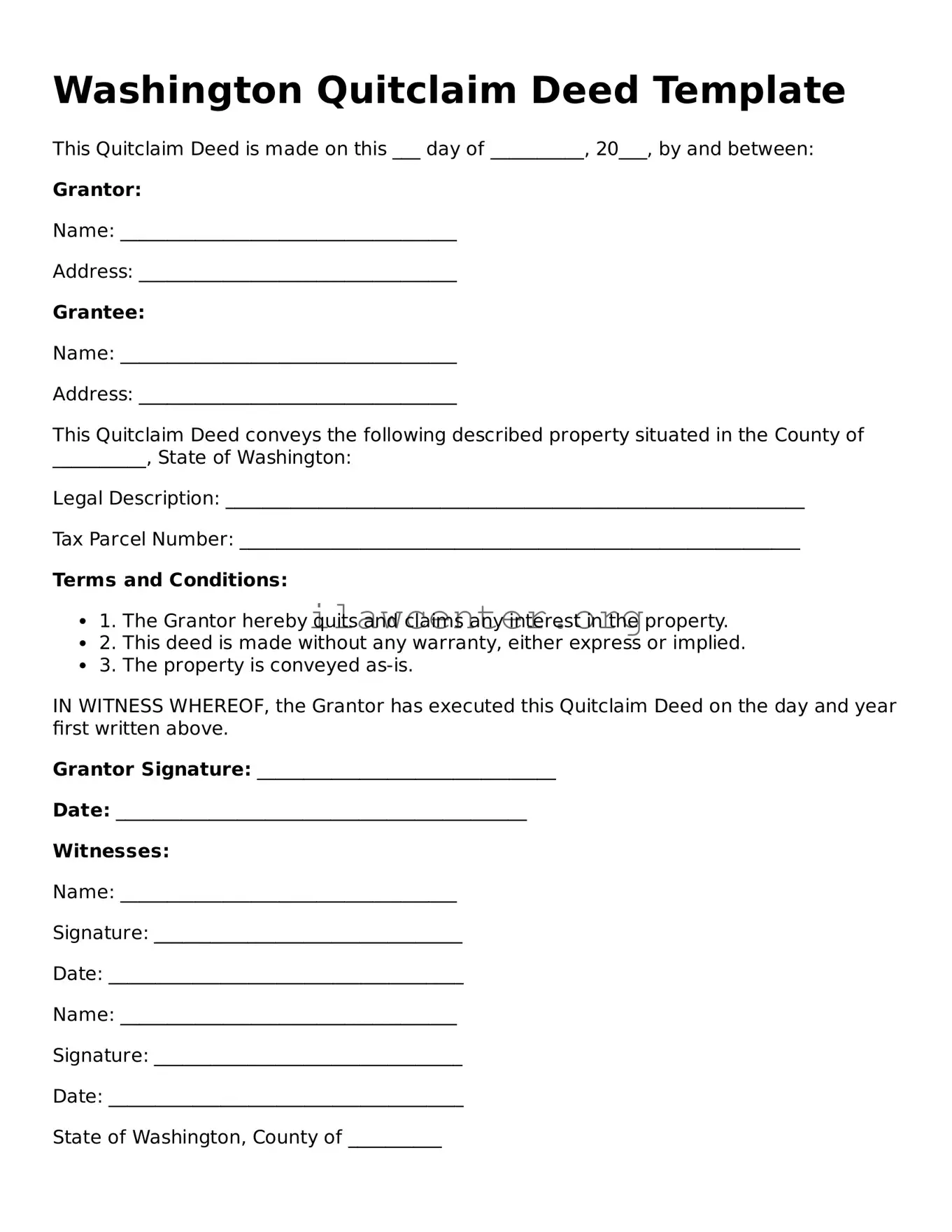 Attorney-Verified  Quitclaim Deed Document for Washington