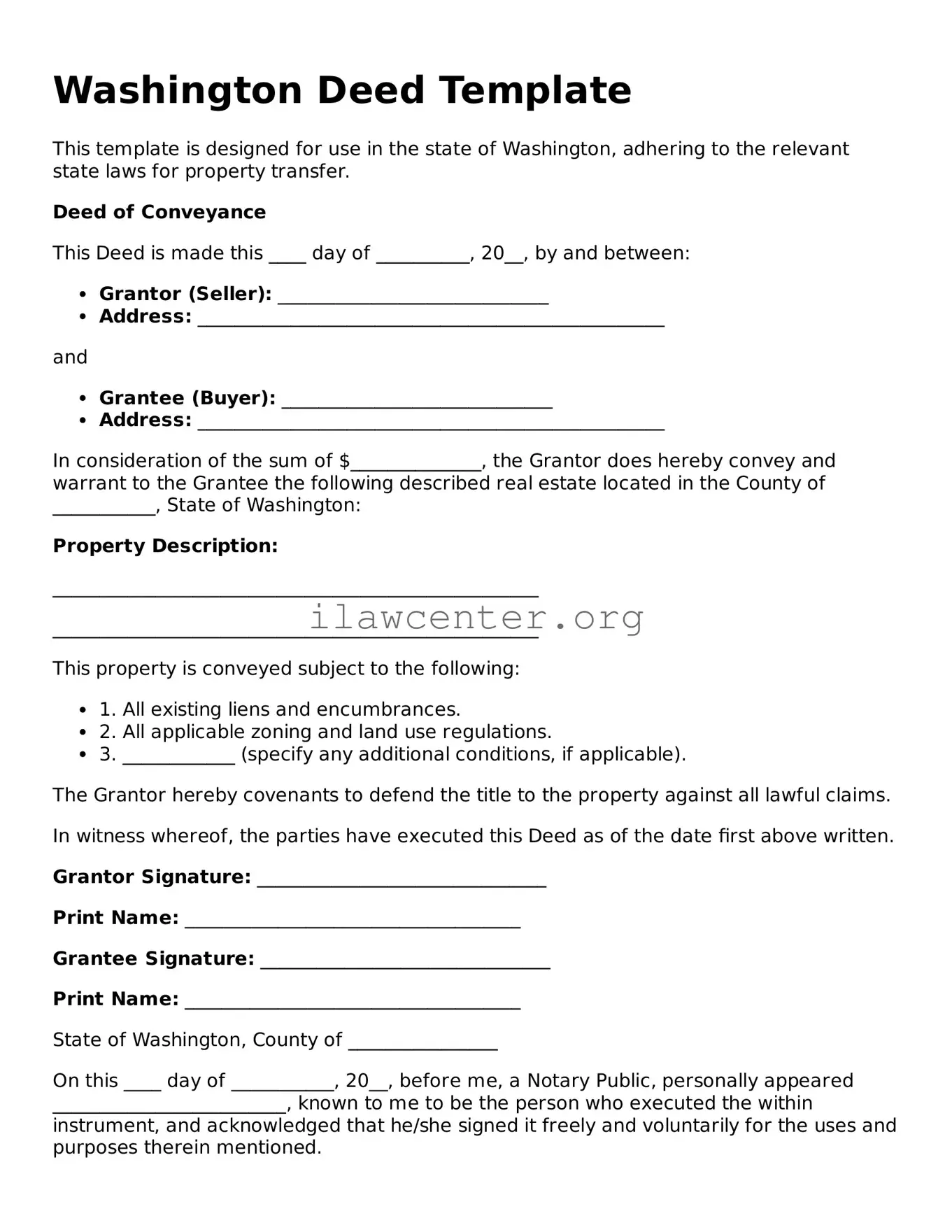 Attorney-Verified  Deed Document for Washington