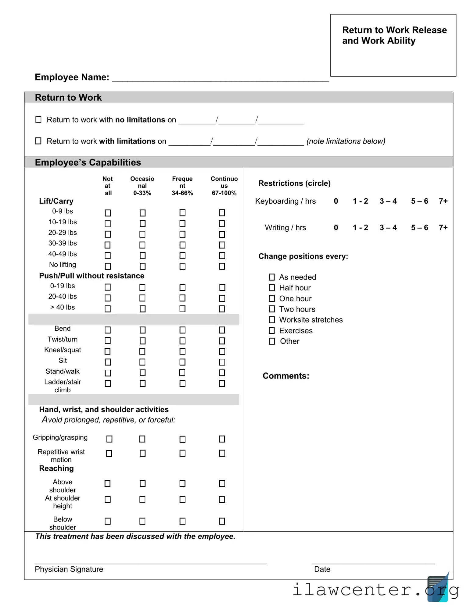 Work Release PDF Template